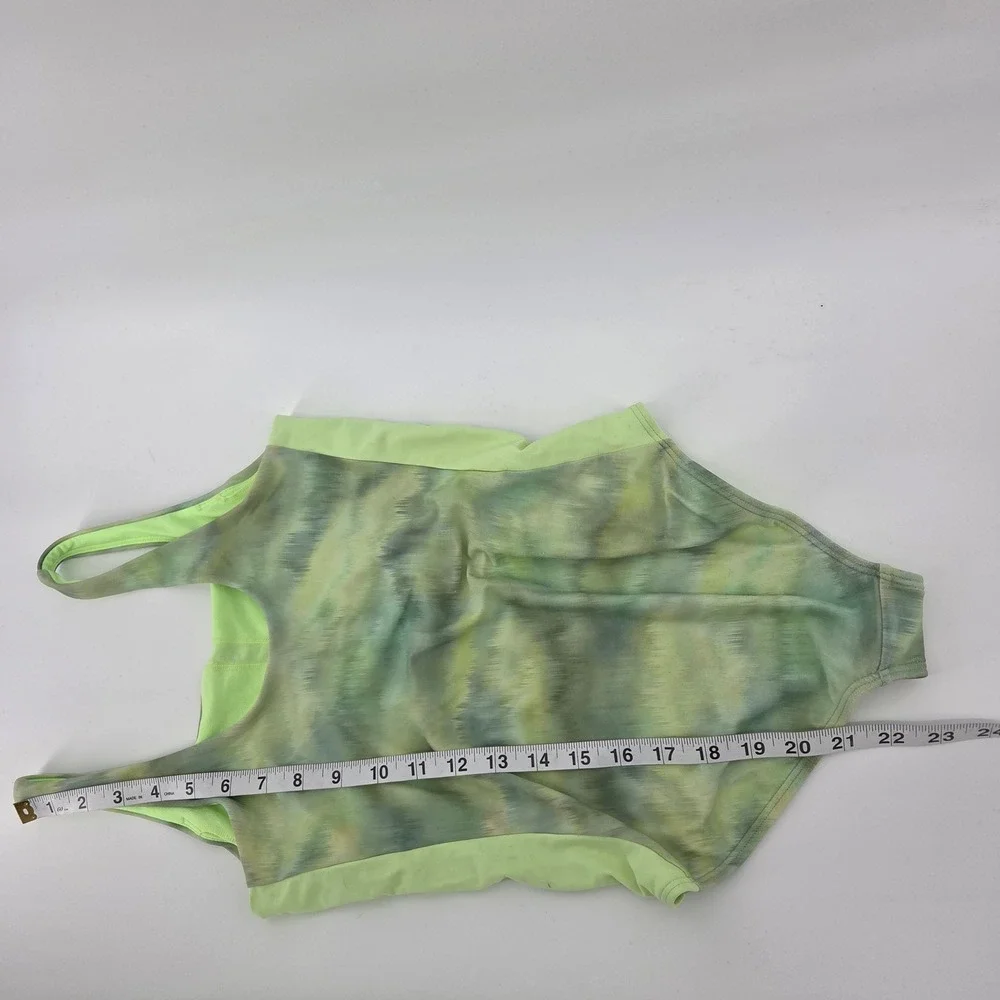 Athleta Girl One Piece Swimsuit Size 12‎ Green Abstract Vitamin Sea Sporty Beach